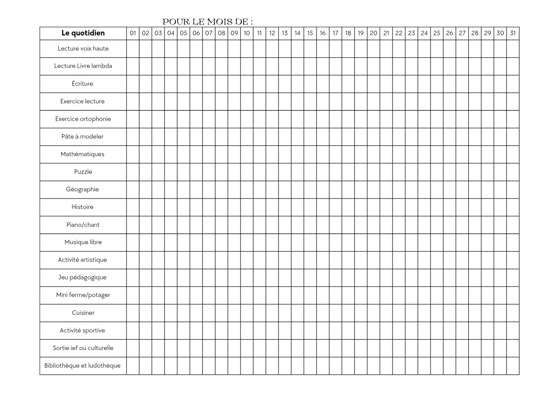 Beige noir tracker mensuel habitudes a4 paysage esthetique 20251001 105320 0000