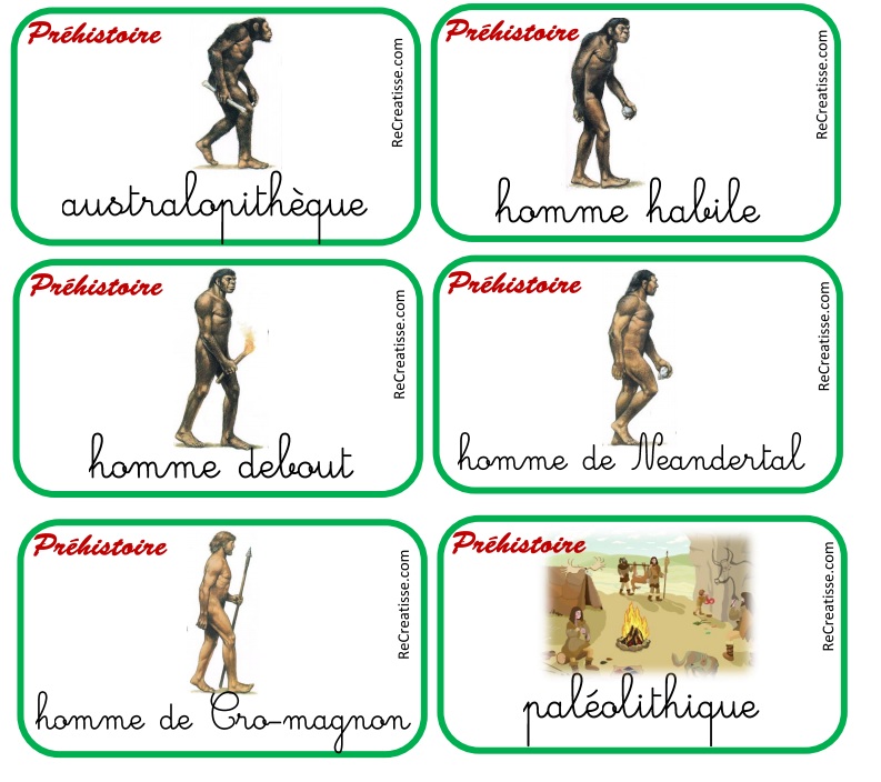 Cartes de mots prehistoire