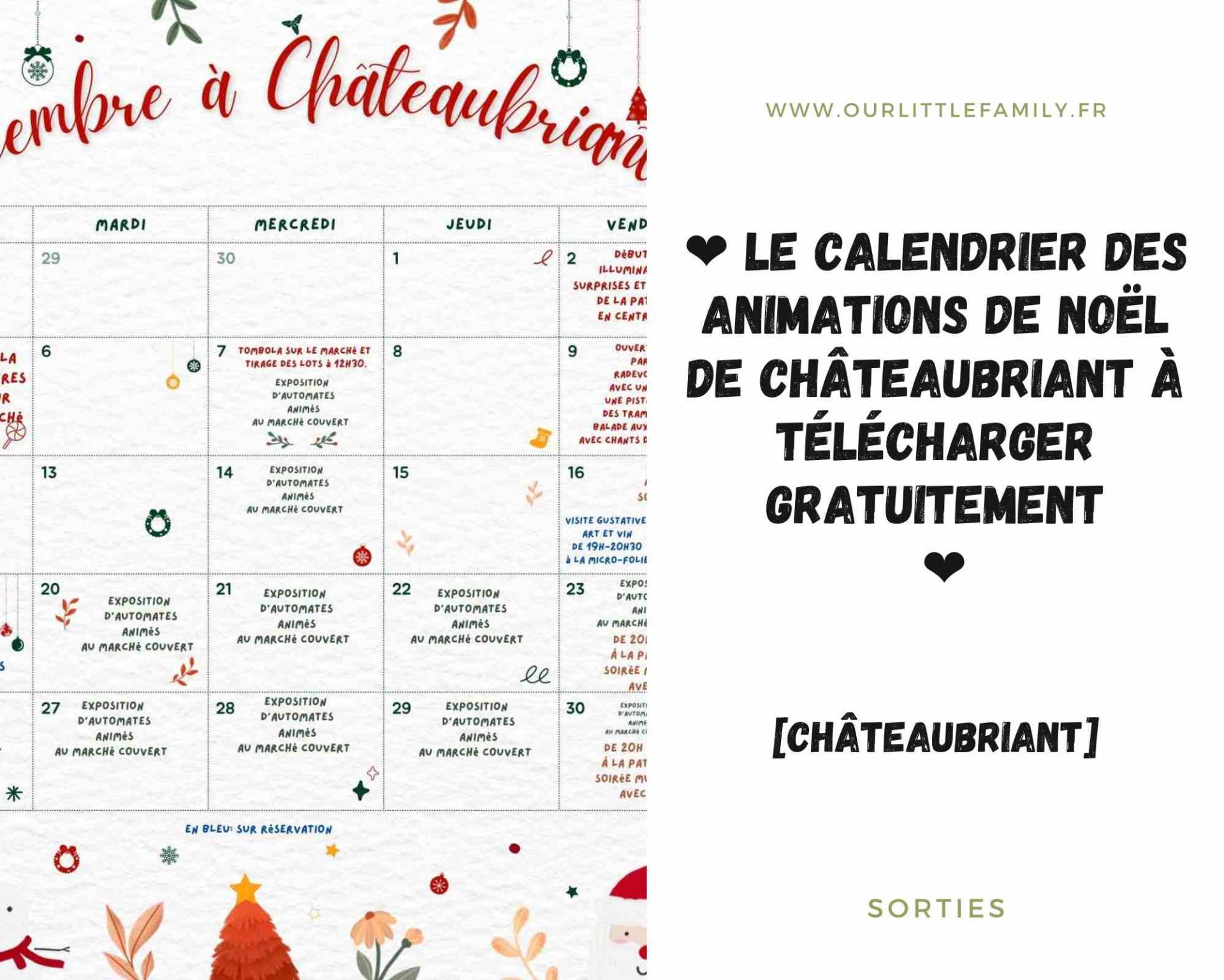 Le calendrier des animations de noel de chateaubriant a telecharger gratuitement