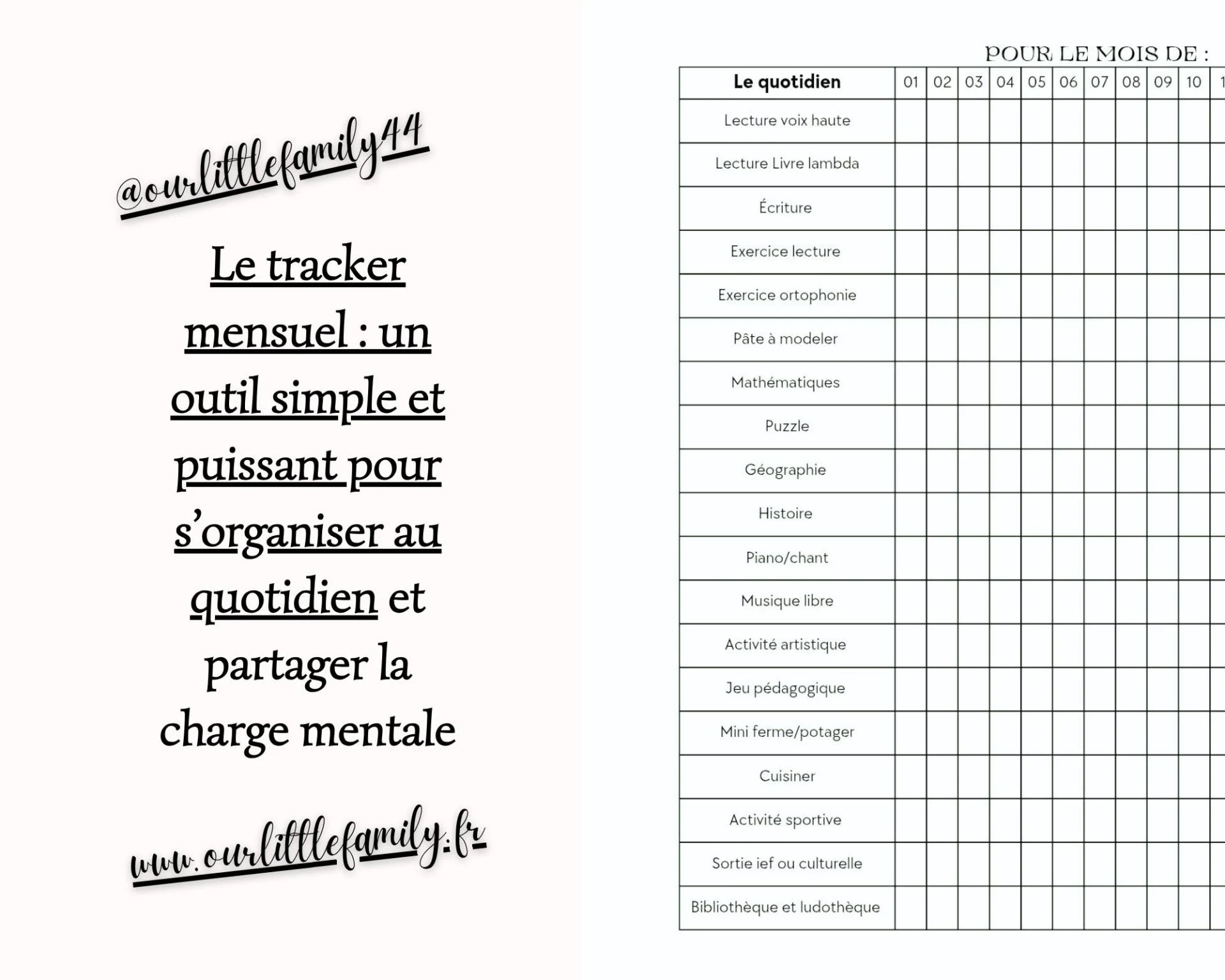 Le tracker mensuel un outil simple et puissant pour s organiser au quotidien